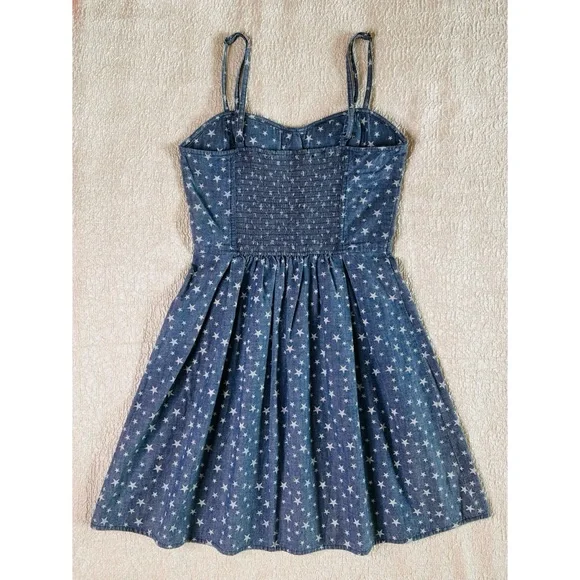 Y2K Vintage Denim Starry Sky Bustier A-line Dress LEI Juniors 3 - Picture 3 of 6